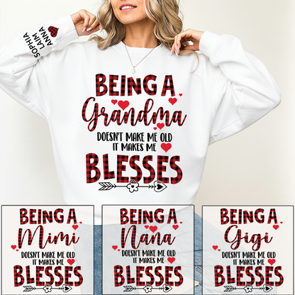 Personalized Grandma Sweatshirt, Blessed Grandma Plaid Heart Shirt with Kids Names