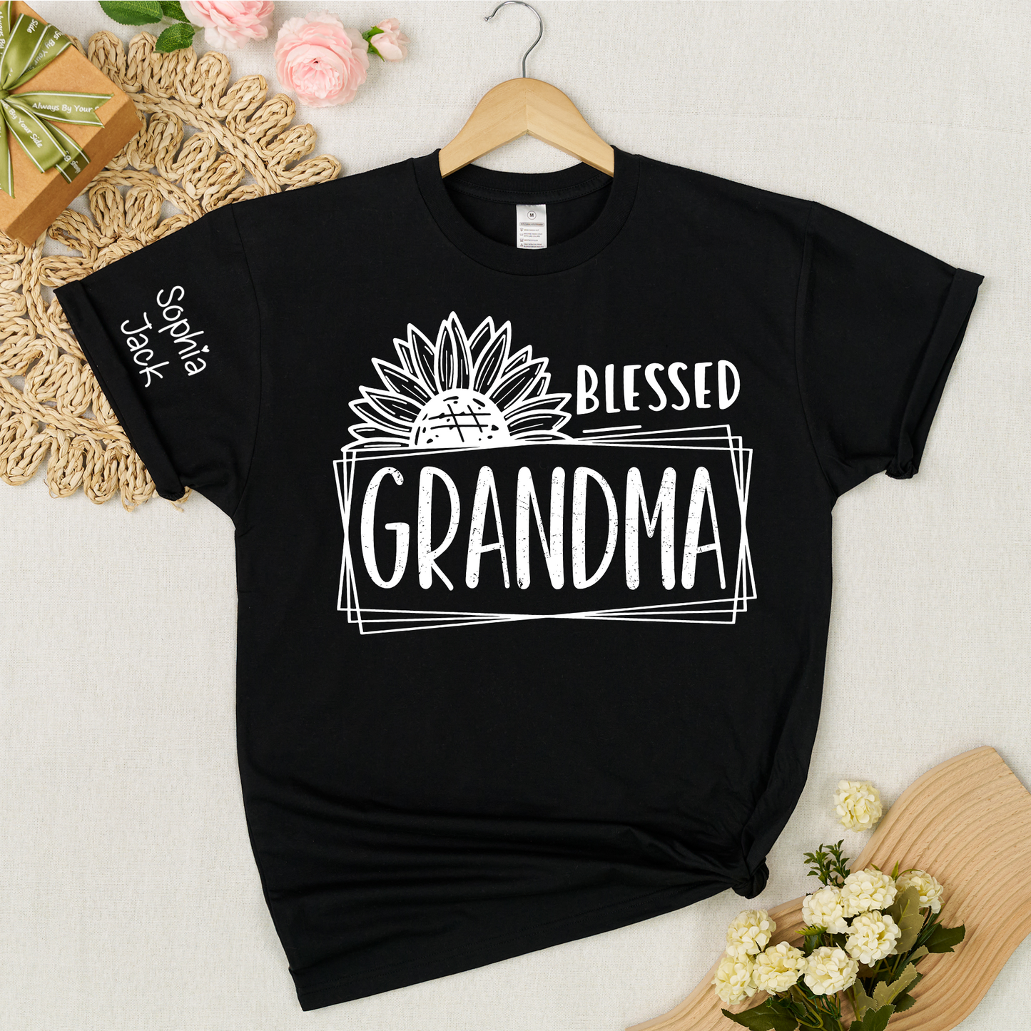 Personalized Blessed Grandma T-Shirt with Custom Names - Unique Gift for Grandma, Family, or Loved Ones