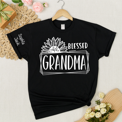 Personalized Blessed Grandma T-Shirt with Custom Names - Unique Gift for Grandma, Family, or Loved Ones