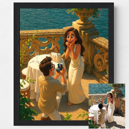 Personalized Cartoon Portrait from Photo, Custom Valentines Day Wall Art, Portrait Gift Cartoon Illustration for Anniversary Wedding Birthday, Valentine's Day Gift for Him and Her