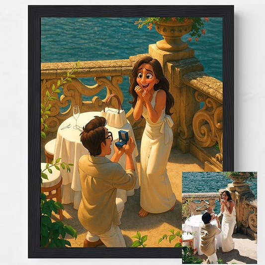 Personalized Cartoon Portrait from Photo, Custom Valentines Day Wall Art, Portrait Gift Cartoon Illustration for Anniversary Wedding Birthday, Valentine's Day Gift for Him and Her