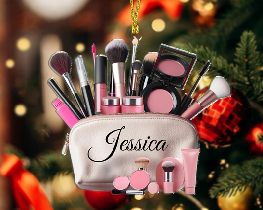 Personalized Makeup Christmas Ornaments, Make Up Ornament for Girls, Cosmetologist MUA Christmas Ornaments, Artist Ornaments