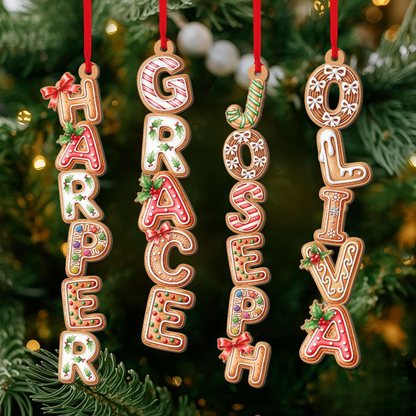 Custom Gingerbread Letter Christmas Ornament – Personalized Family Name, Initial Alphabet Monogram & Tree Decoration for 2025 Holidays