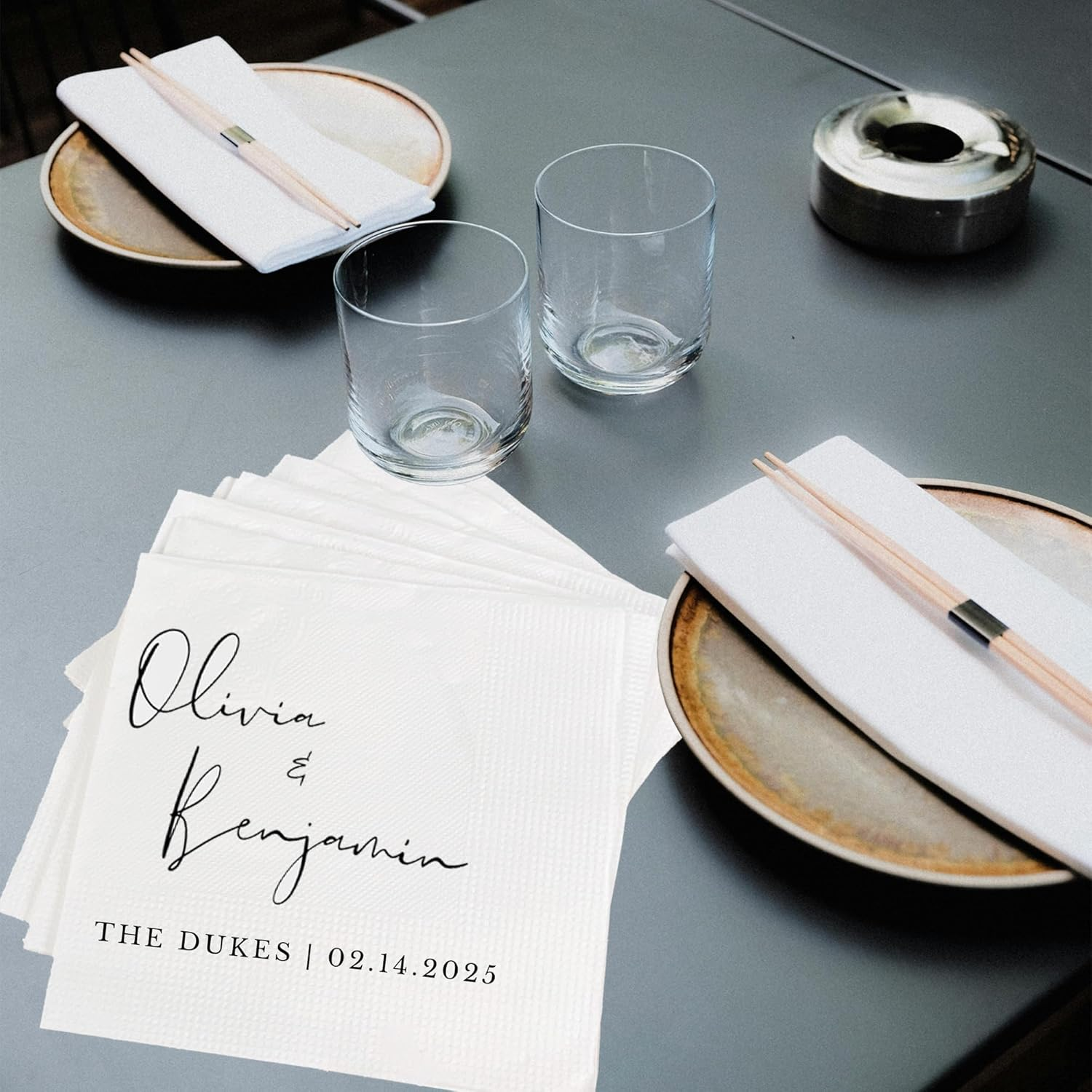 Personalized Wedding Cocktail Napkins – Custom Name Elegant Floral Table Decor