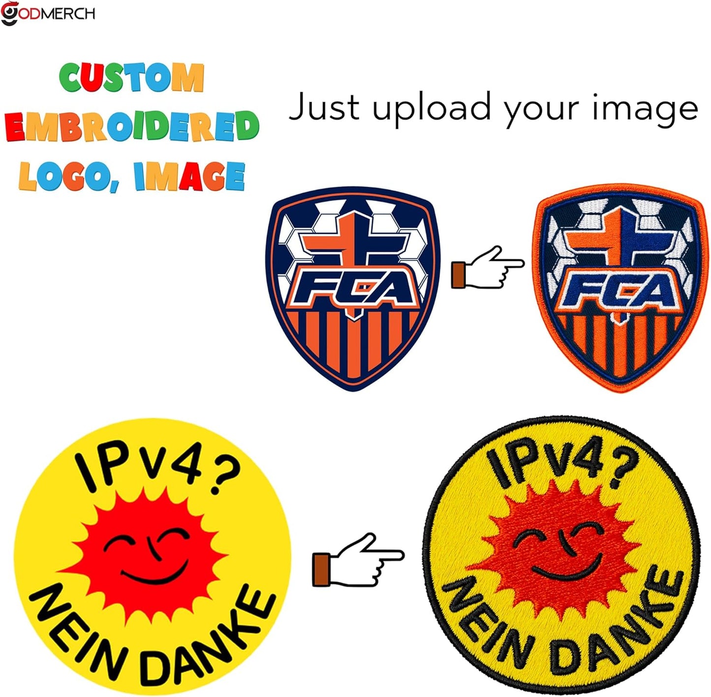 Personalized Embroidered Patches – Custom Iron-On/Sew-On Hook & Loop, 2"–11", Perfect for Clothes, Backpacks, Hats
