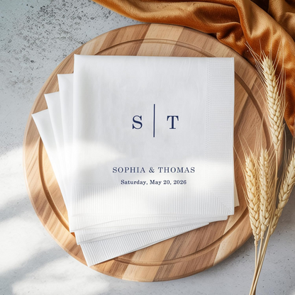 Personalized Monogram Wedding Napkins – Custom S | T Minimalist Elegant Bride & Groom Decor