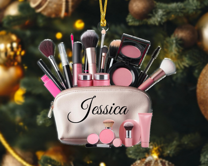 Personalized Makeup Christmas Ornaments, Make Up Ornament for Girls, Cosmetologist MUA Christmas Ornaments, Artist Ornaments