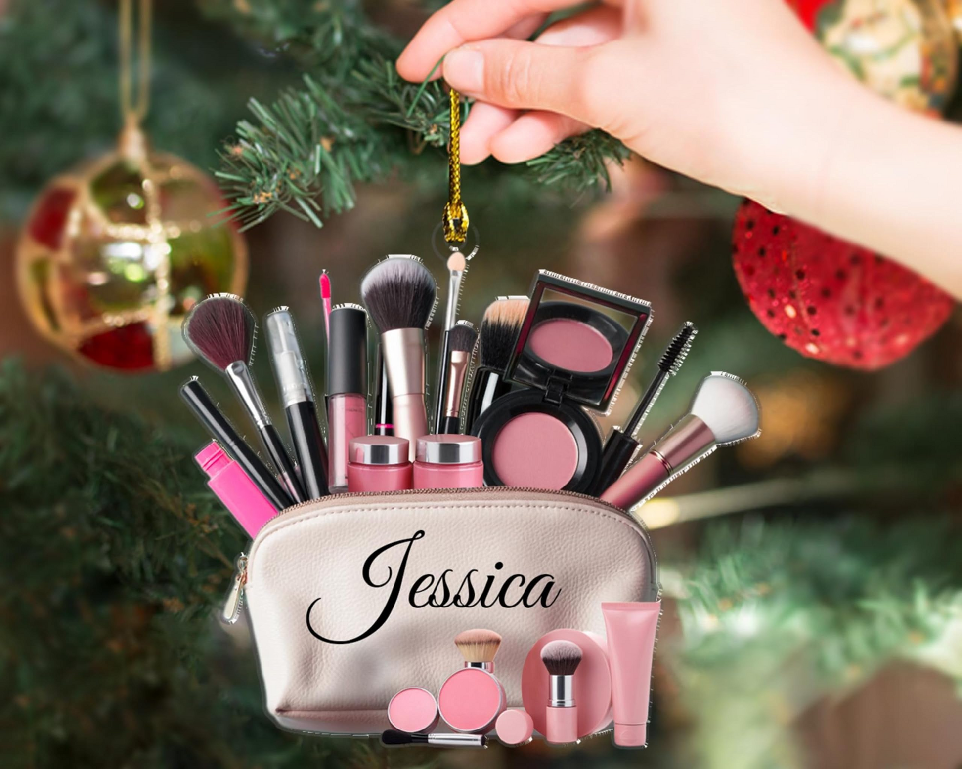 Personalized Makeup Christmas Ornaments, Make Up Ornament for Girls, Cosmetologist MUA Christmas Ornaments, Artist Ornaments
