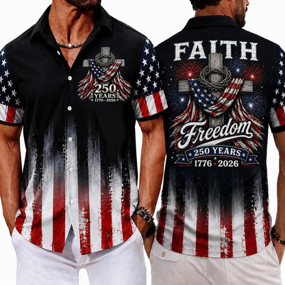 America 250TH Anniversary Hawaiian Shirt 1776-2026, Patriotic Eagle Flag Button Down Shirts Men, Gifts for Independence Day V2