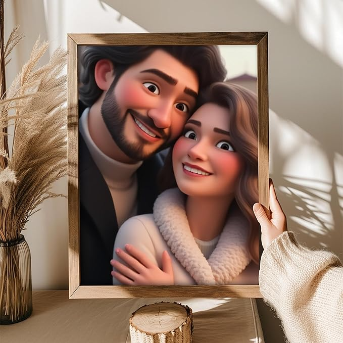 Custom Cartoon Portrait Poster, Custom Couple Portrait Wall Art Print, Portraits from Photo, Personalized Gift for Her, Him, Wife, Husband, Gifts Valentine Birthday Wedding Christmas for Men Women