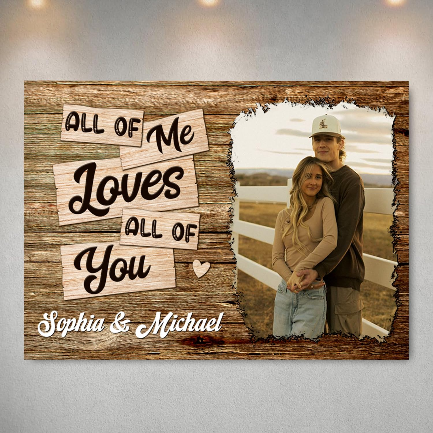 Personalized All Of Me Loves All Of You Photo Wall Art With Names, Romantic Couple Decor Canvas