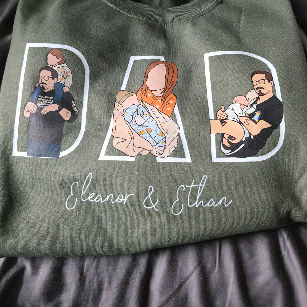 Custom Dad Hoodie Portrait From Photo, Personalized Dad Portrait Shirt, Personalized Gifts For Dad, Father's Gift