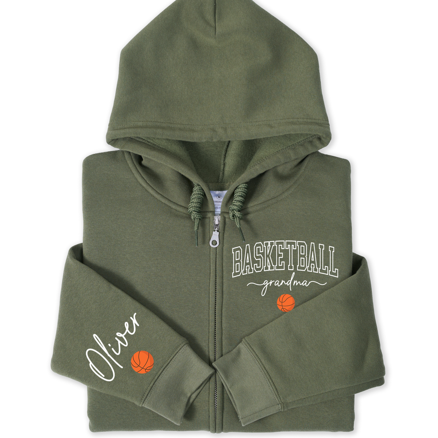 Basketball Grandma Personalized Zip Hoodie – Custom Name Sleeve Hoodie