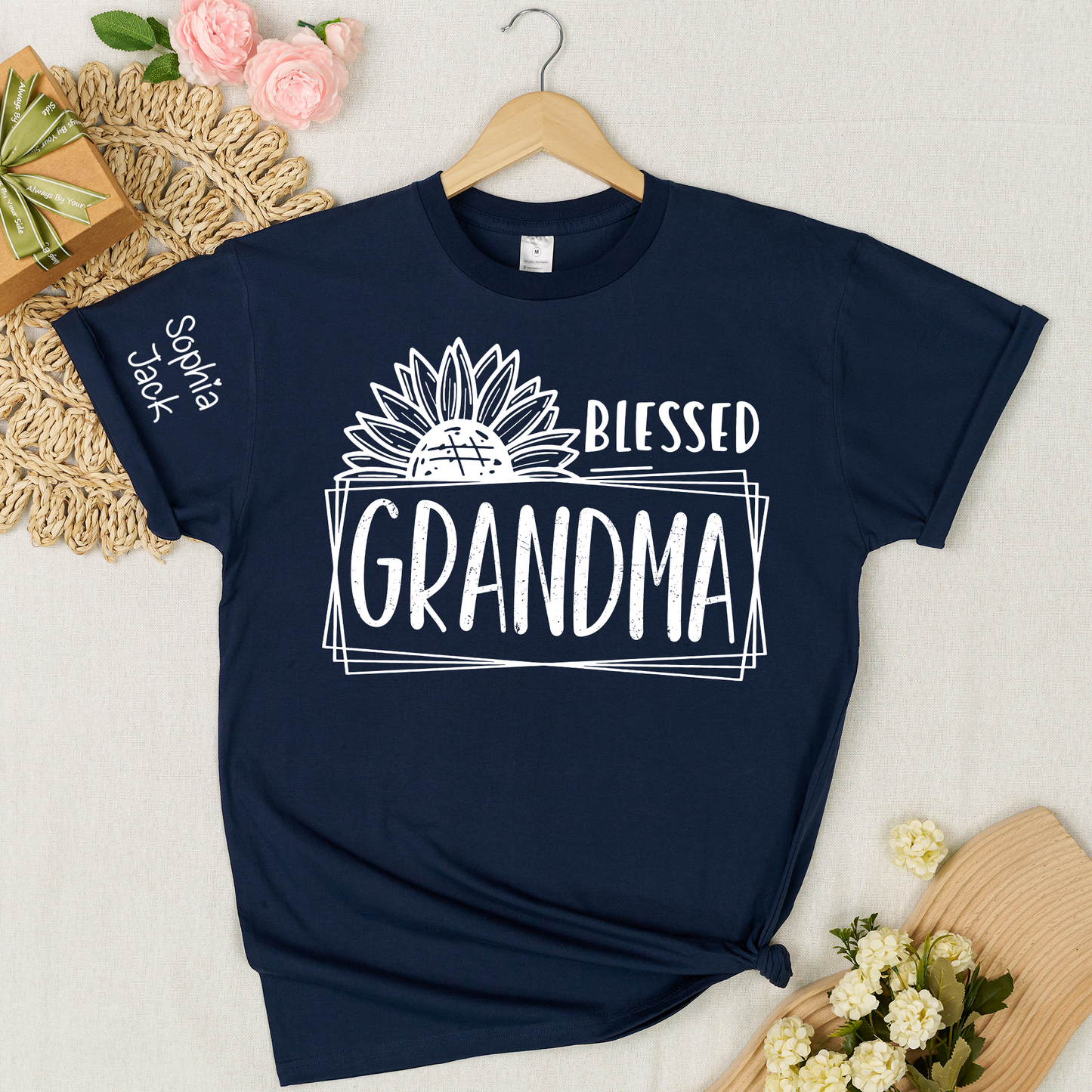 Personalized Blessed Grandma T-Shirt with Custom Names - Unique Gift for Grandma, Family, or Loved Ones