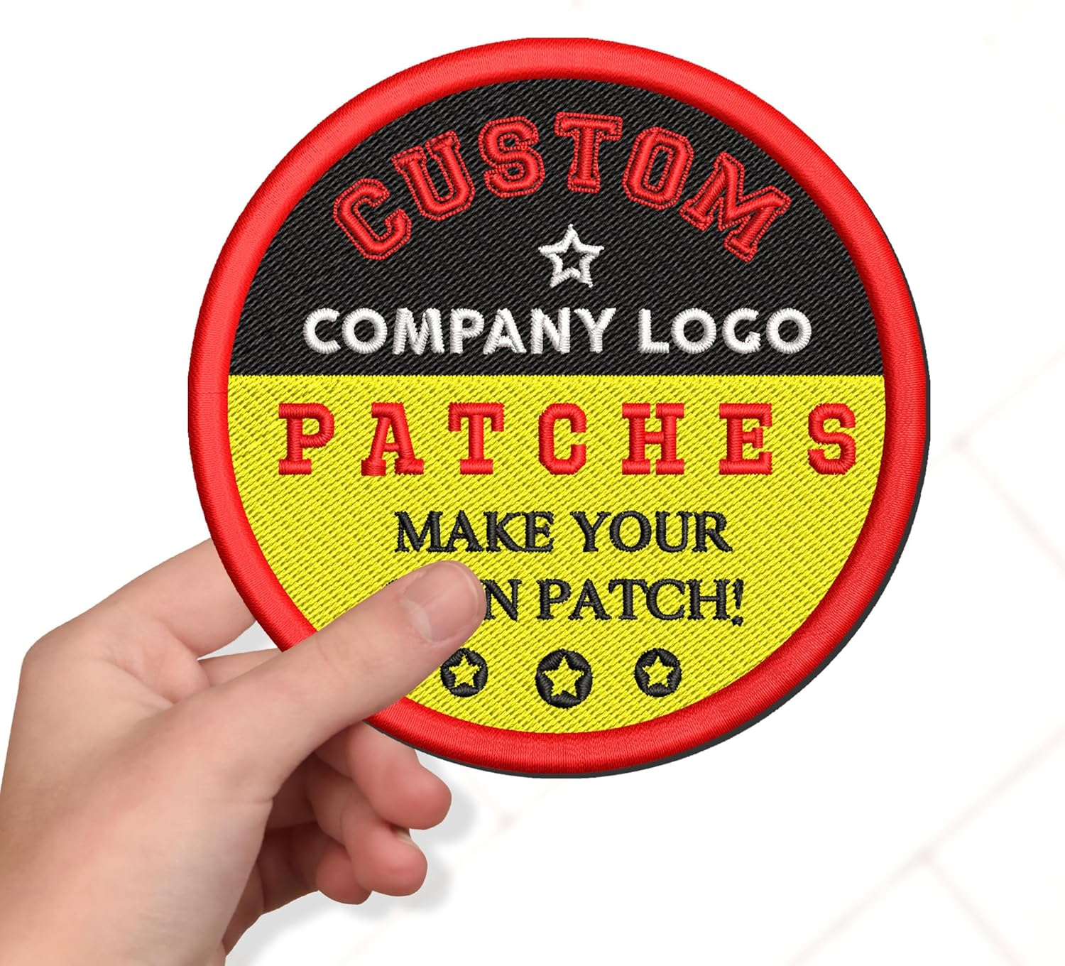 Custom Embroidered Patches – Personalized Logo Patch, Design Your Own Iron-On/Sew-On Hook & Loop for Clothes, Hats