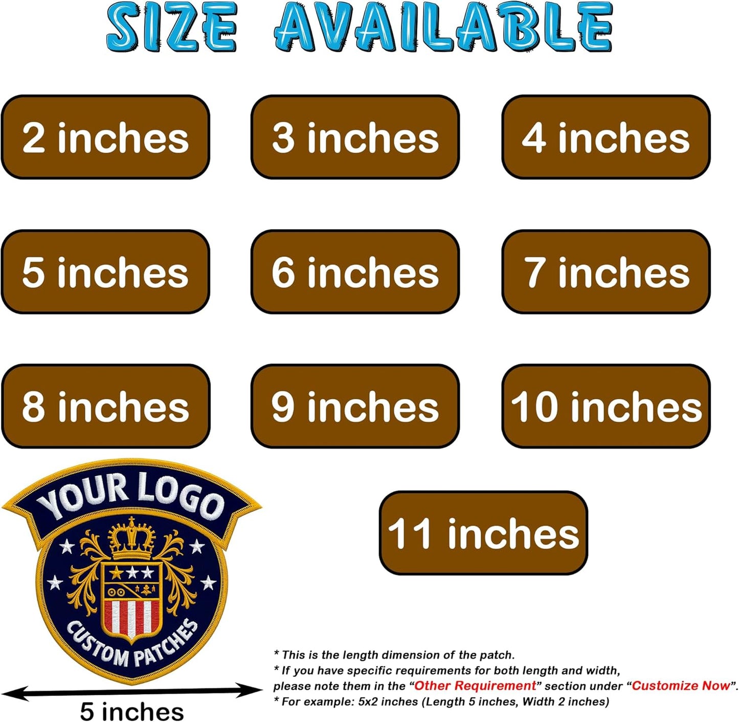 Custom Embroidered Patches – Personalized Logo, Image, or Text, Iron-On/Sew-On/Hook & Loop, 2"–11" for Clothing & Hats