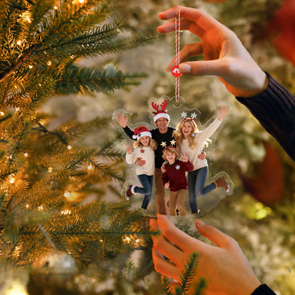 Personalized Family Christmas Ornament 2025, Custom Funny Photo Acrylic Decoration, 2D Double-Layer Design, Unique Xmas Gift For Family Friends Lovers And Pets
