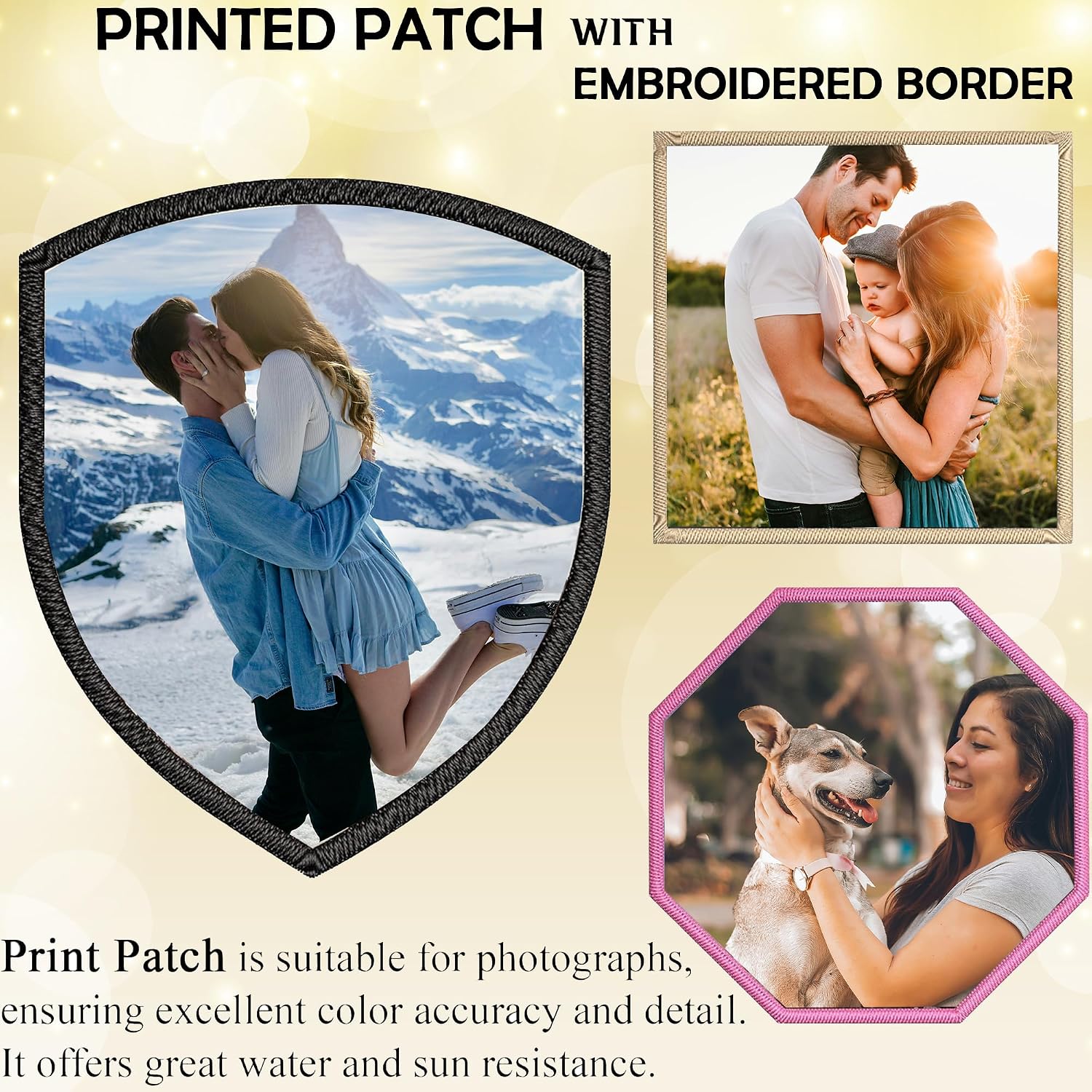 Personalized Embroidered Patches – Custom Logo, Image, or Text, Iron-On/Sew-On Hook & Loop, 3"–11" for Clothing & Hats