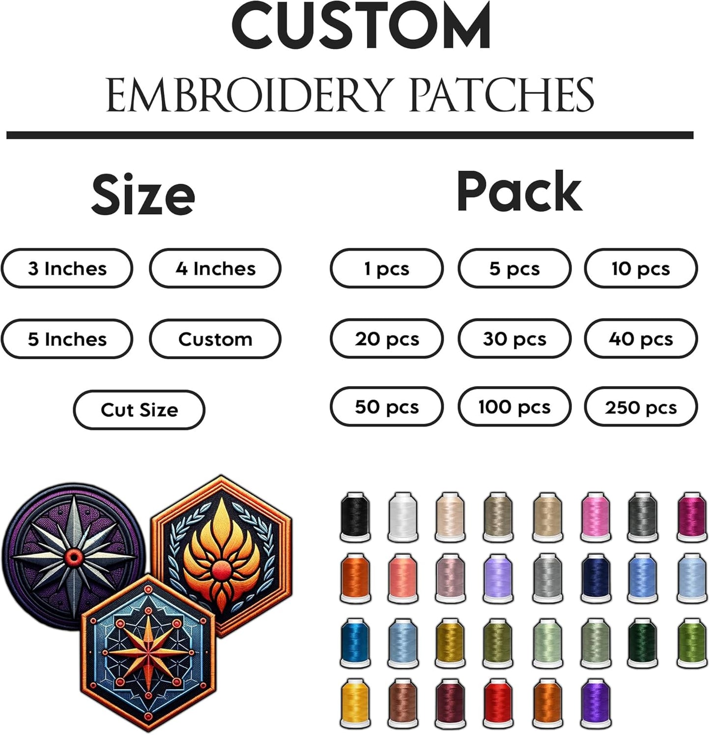 Custom Embroidered Logo Patches – Personalized Iron-On/Sew-On Hook & Loop, Any Shape for Backpacks, Jackets, School, Teams