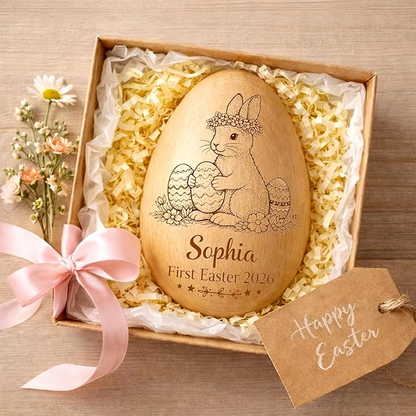 Personalized Wooden Easter Egg Shaker, Custom Wood Eggs, Kids Musical Eggs, Easter Basket Kids, Baby First Easters Holiday Table Décor