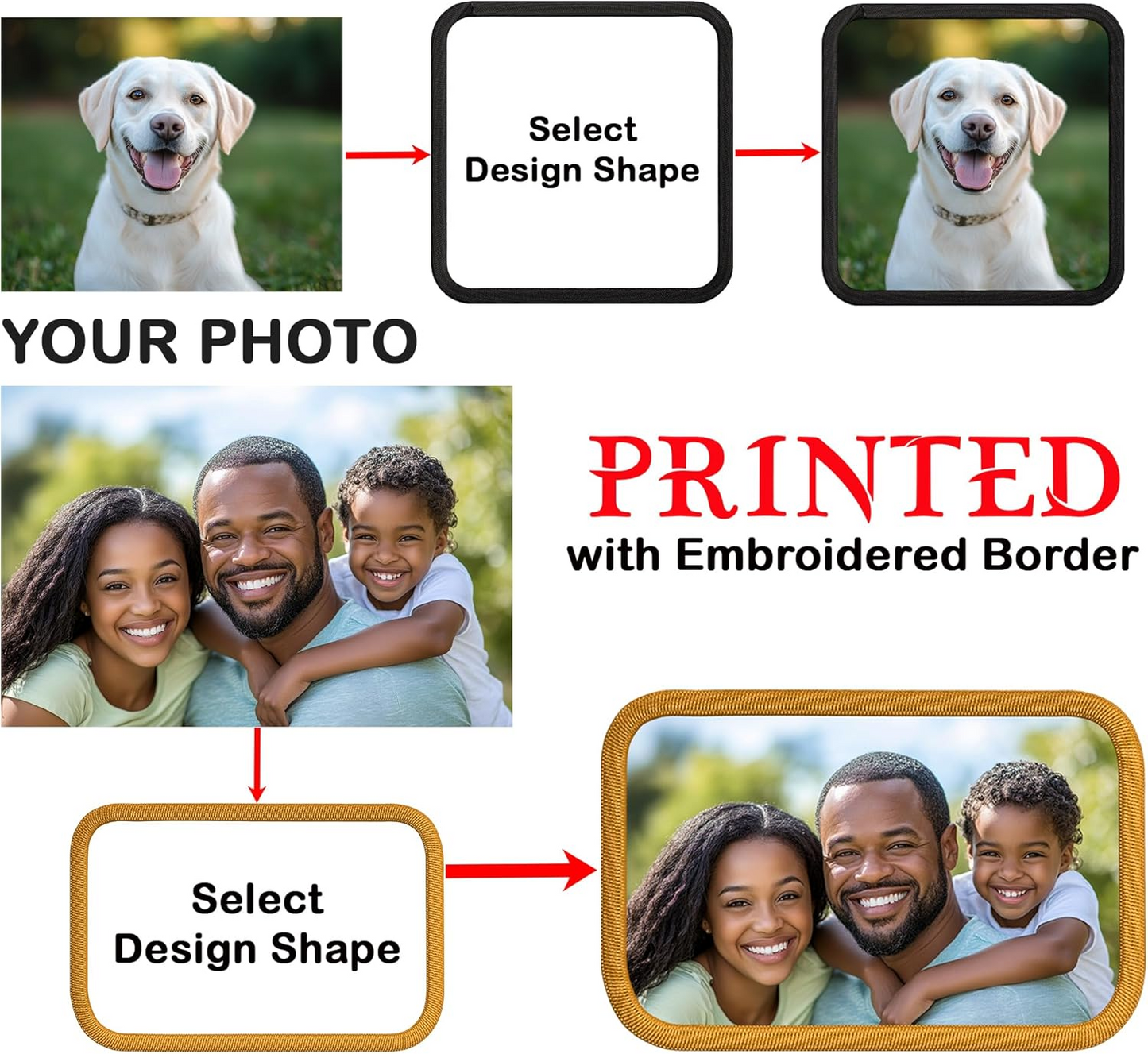 Customized Embroidered Logo & Image Patches – Iron-On/Sew-On Hook & Loop, Personalized Name & Text Patch