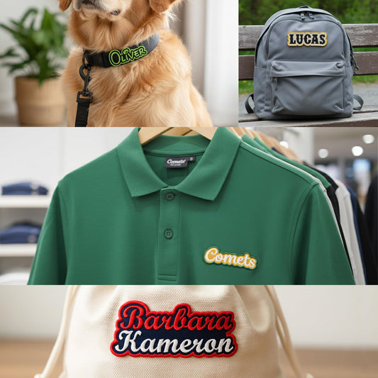 Custom Embroidered Name Patch, 2”–11”, Personalized Name Tag Iron On, Sew On or Hook and Loop, Custom Text Patch for Uniforms, Backpacks, Hats, Clothing, School, Business Patch