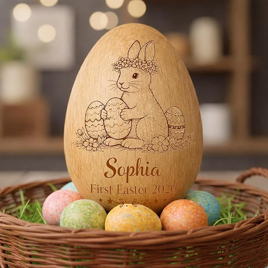 Personalized Wooden Easter Egg Shaker, Custom Wood Eggs, Kids Musical Eggs, Easter Basket Kids, Baby First Easters Holiday Table Décor
