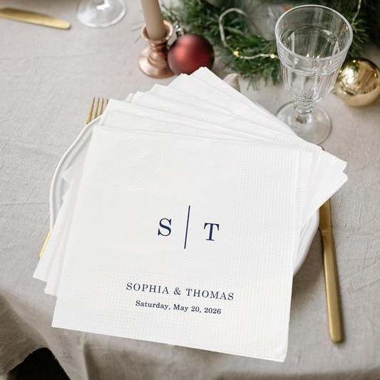 Personalized Monogram Wedding Napkins – Custom S | T Minimalist Elegant Bride & Groom Decor