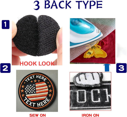 Custom Patches – Add Your Photo, Logo, or Text, Personalized Iron-On/Sew-On Hook & Loop for Clothing, Hats, Uniforms