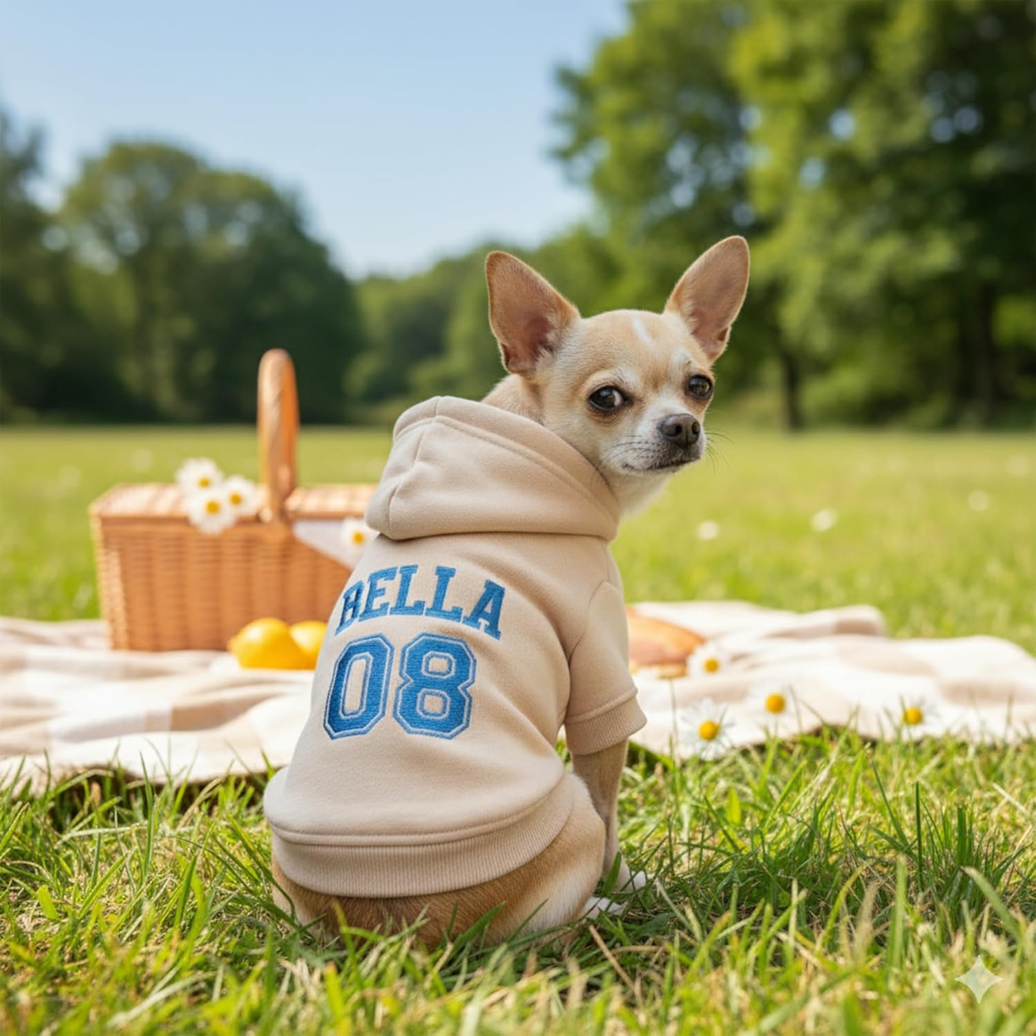 Personalized Name Dog Hoodie, Embroidered Puppy Sweater with Name/Text, Custom Pet Clothes Warm Winter Outfit for Dogs