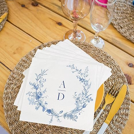 Personalized Wedding Napkins, Mr and Mrs Monogrammed Napkin, Wedding Napkins For Reception, Bridal Shower Engagement Party