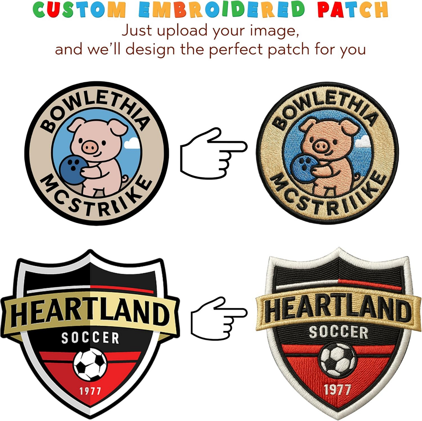 Customized Embroidered Logo & Image Patches – Iron-On/Sew-On Hook & Loop, Personalized Name & Text Patch