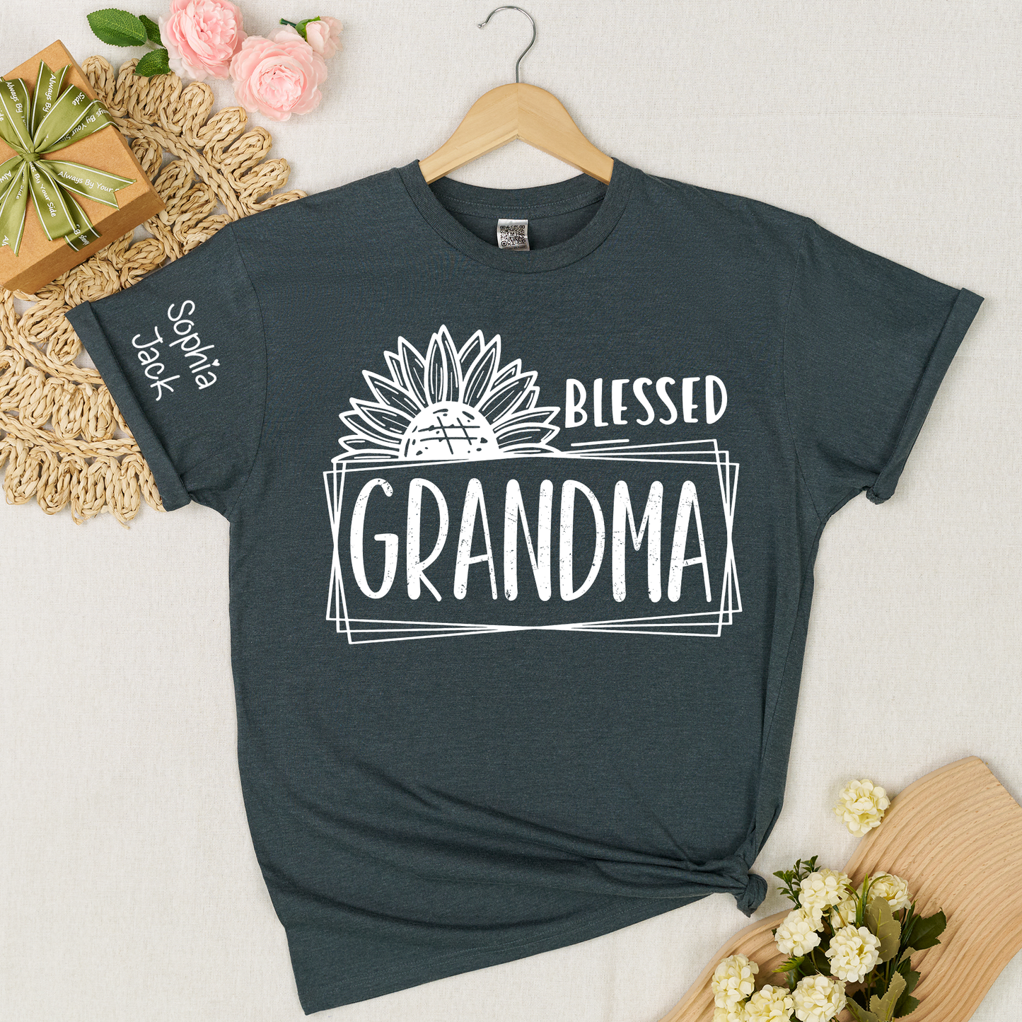 Personalized Blessed Grandma T-Shirt with Custom Names - Unique Gift for Grandma, Family, or Loved Ones