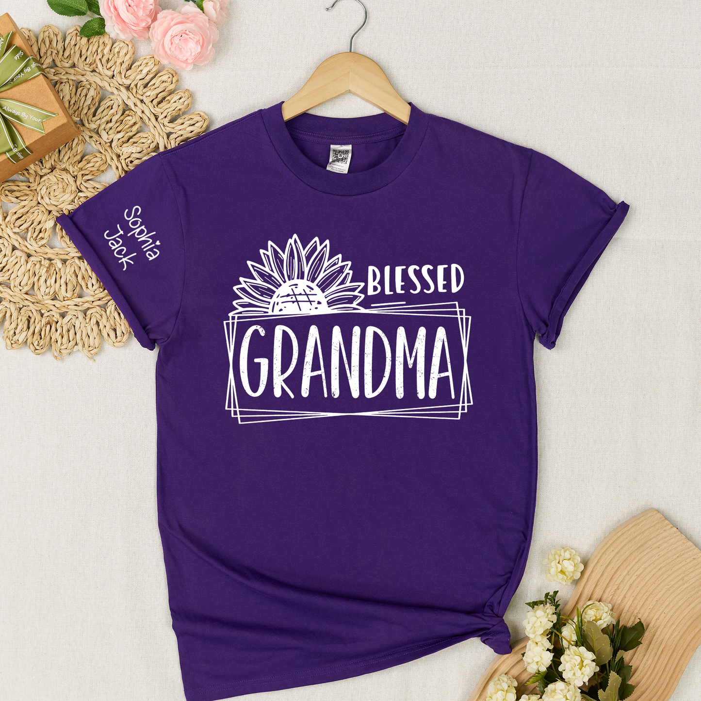 Personalized Blessed Grandma T-Shirt with Custom Names - Unique Gift for Grandma, Family, or Loved Ones