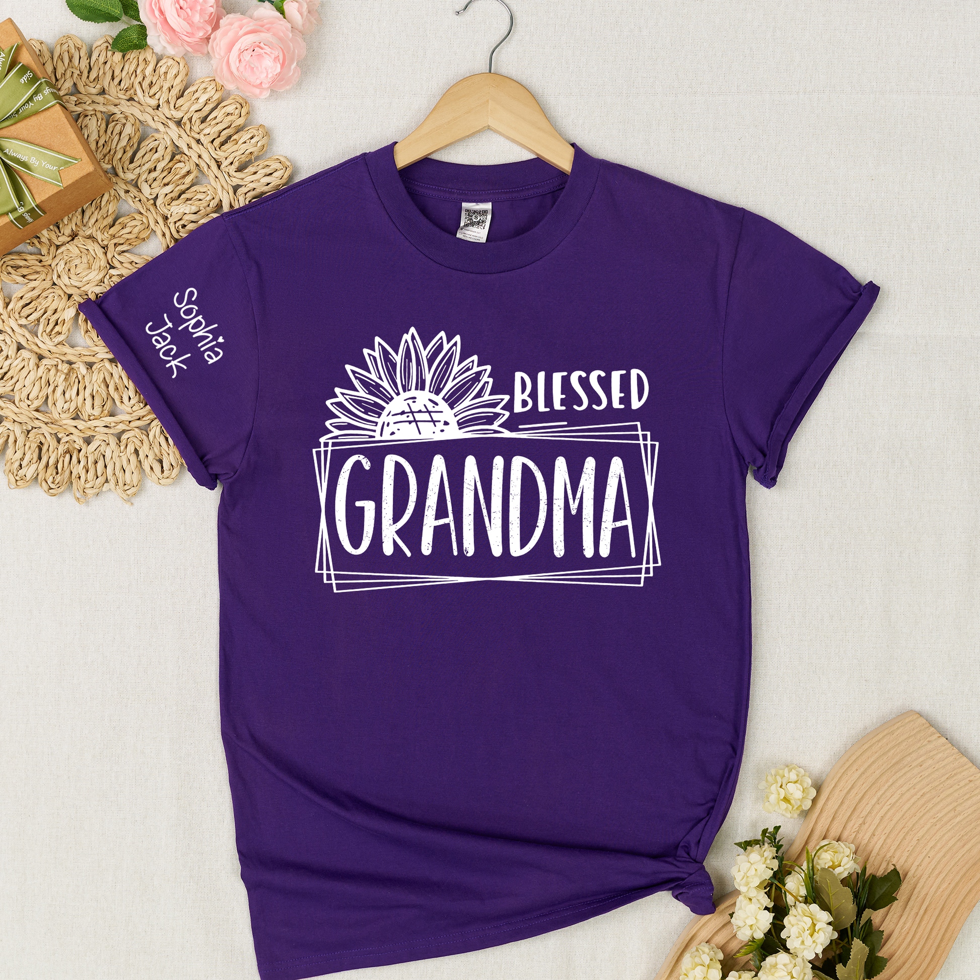 Personalized Blessed Grandma T-Shirt with Custom Names - Unique Gift for Grandma, Family, or Loved Ones