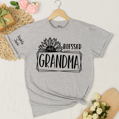 Personalized Blessed Grandma T-Shirt with Custom Names - Unique Gift for Grandma, Family, or Loved Ones