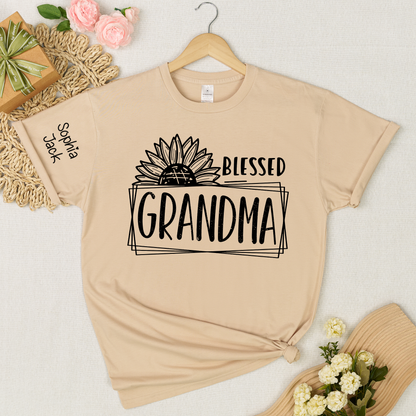 Personalized Blessed Grandma T-Shirt with Custom Names - Unique Gift for Grandma, Family, or Loved Ones