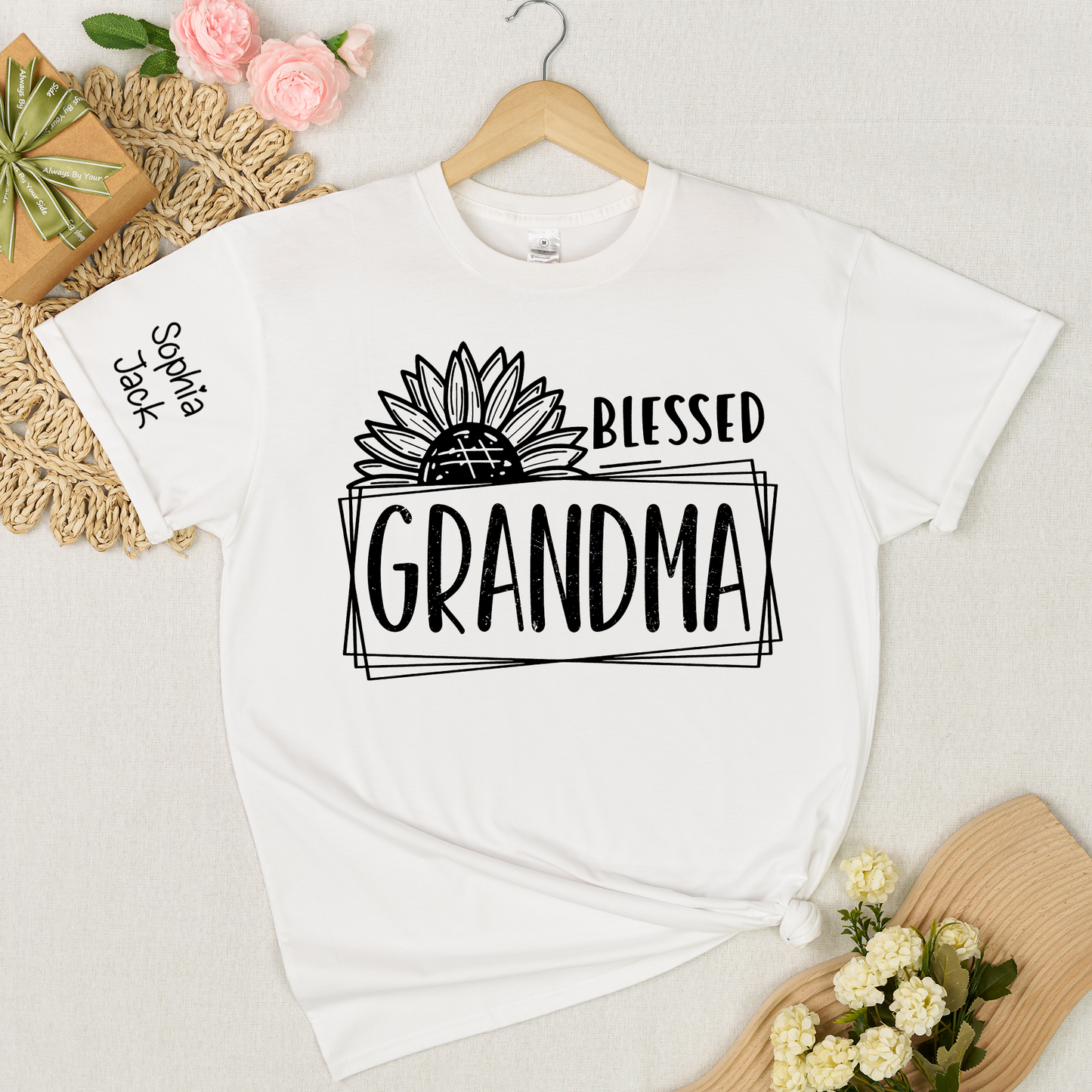 Personalized Blessed Grandma T-Shirt with Custom Names - Unique Gift for Grandma, Family, or Loved Ones