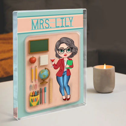 Effect Teacher Action Figure Pack Packaging Personalized Flat Rectangle Acrylic Block
