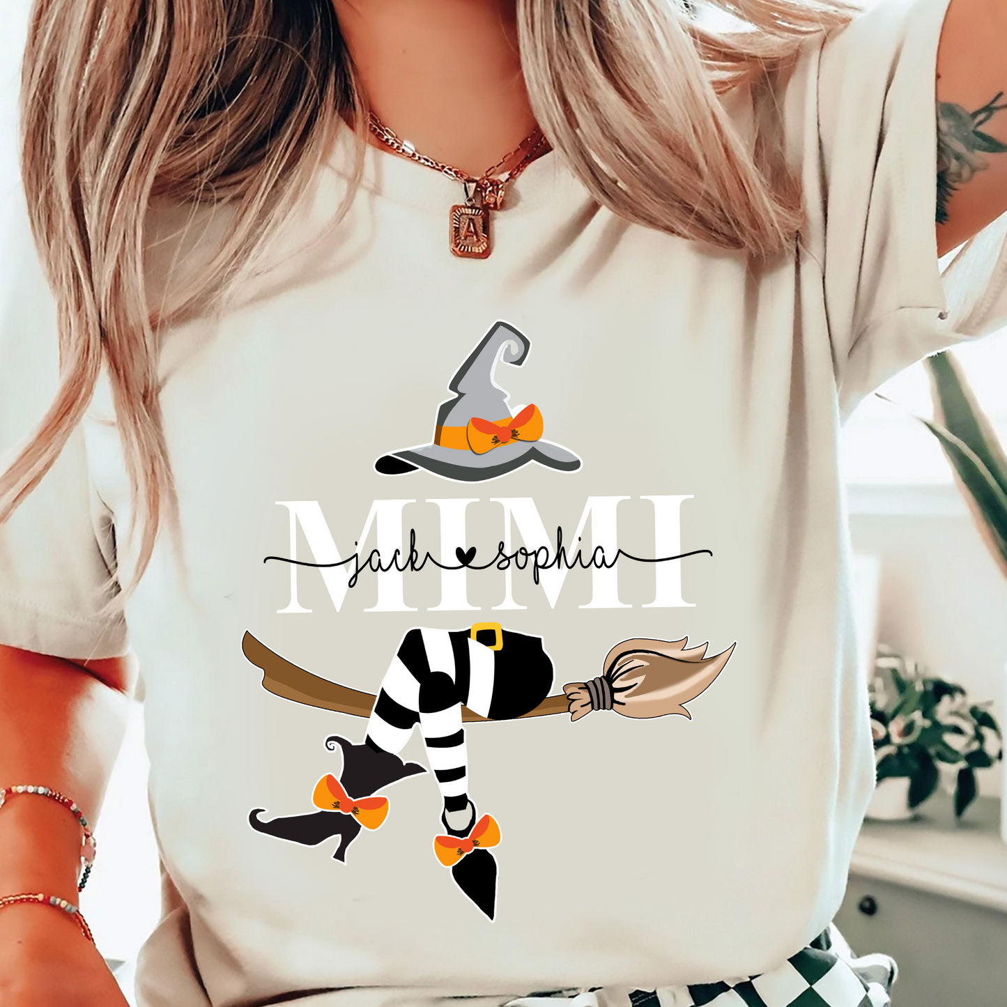 Comfort Colors® Custom Mimi Witch And Grandkids Halloween T-Shirt