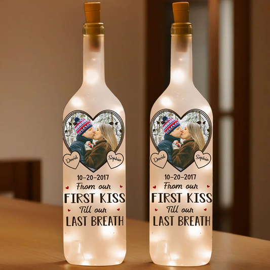 Custom Photo Forever Is Just The Beginning With You Personalized Couple Bottle Lamp, Romantic Light for Husband and Wife, Anniversary Keepsake Bottle Lamp