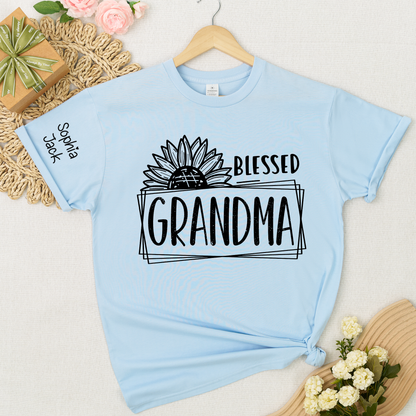 Personalized Blessed Grandma T-Shirt with Custom Names - Unique Gift for Grandma, Family, or Loved Ones