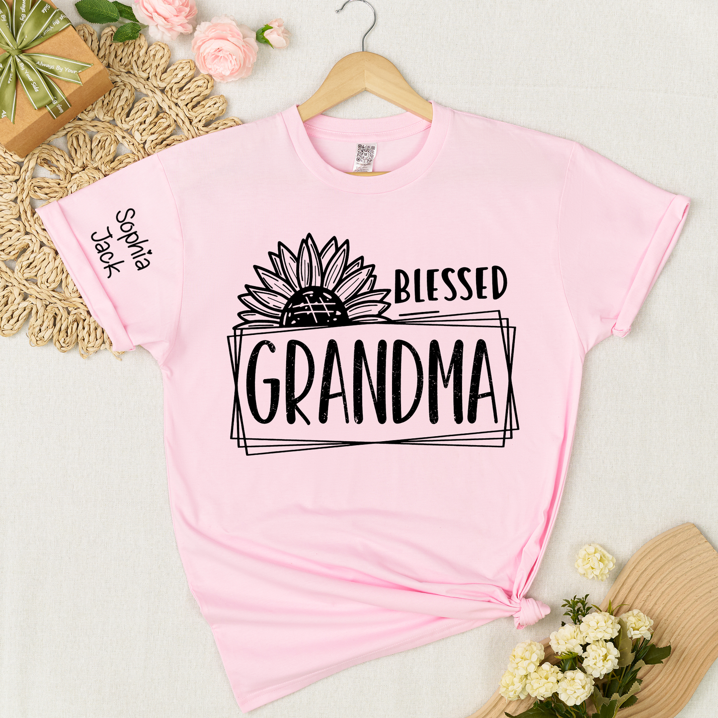 Personalized Blessed Grandma T-Shirt with Custom Names - Unique Gift for Grandma, Family, or Loved Ones