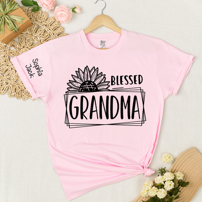 Personalized Blessed Grandma T-Shirt with Custom Names - Unique Gift for Grandma, Family, or Loved Ones