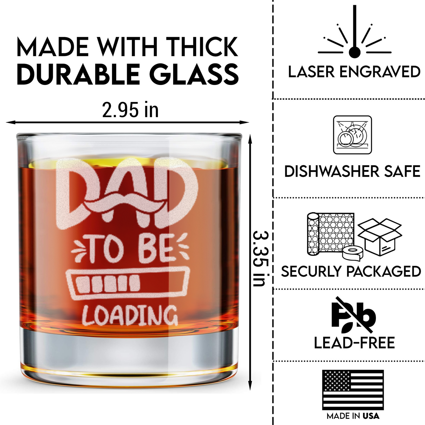 Dad To Be Loading - Daddy And Kids Whiskey Glass