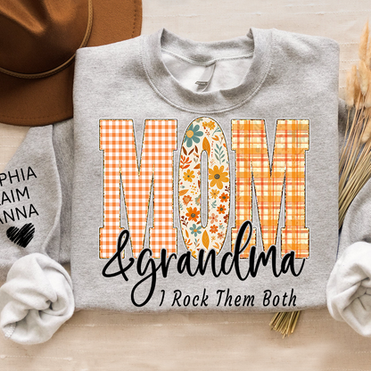 Custom Fall Mom & Grandma I Rock Them Both Sweatshirt, Gift For Grammy And Her Grandchildren
