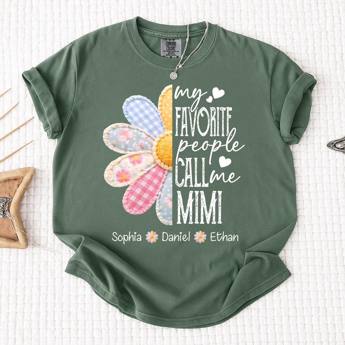 Comfort Colors Personalized Mimi Shirt Floral Design, My Favorite People Call Me Mimi Custom Family Names Tee