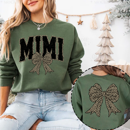 Mimi Leopard Bow Black And Grandkids Sweatshirt