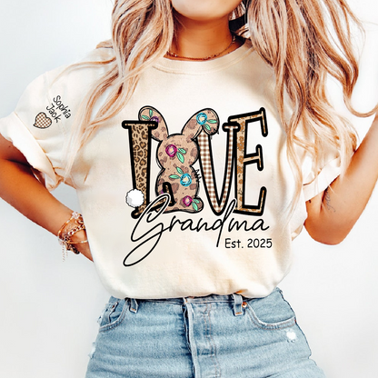 Personalized Love Gigi Easter T Shirt, Bunny And Egg Design With Names For Grandma