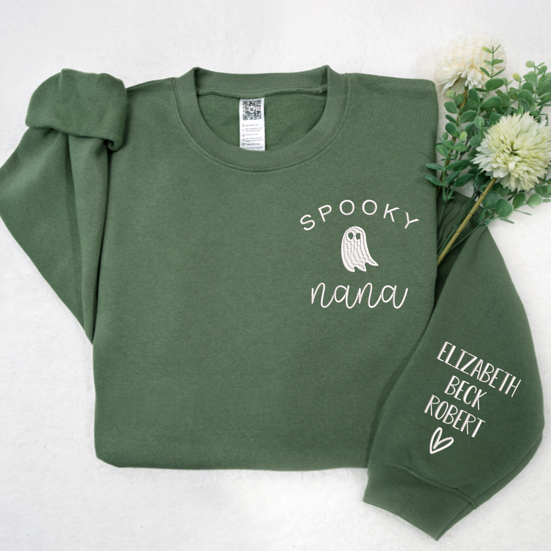 Spooky Nana With Kids Halloween Embroidered
